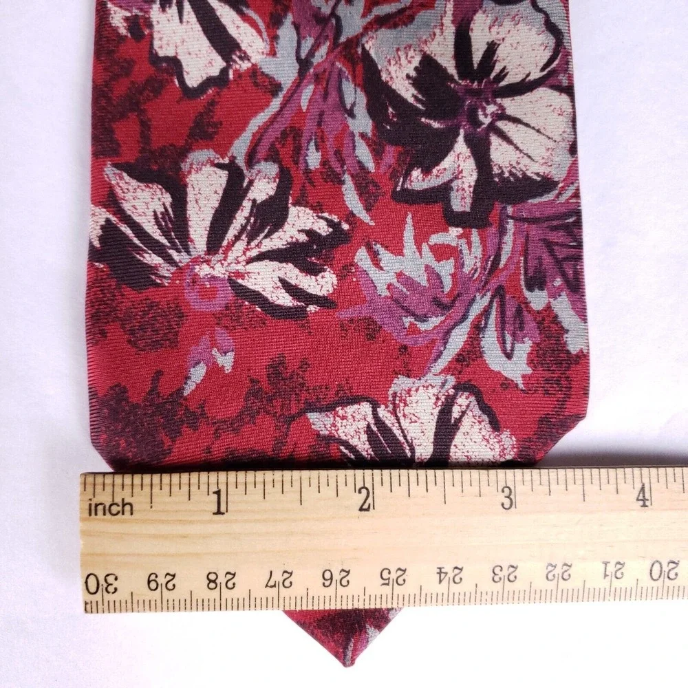 Pierre Balmain Paris Floral Dress Tie Red Silkcore Aesthetic‎ Menswear Gift